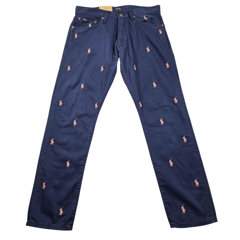 Polo by Ralph Lauren Navy Slim Jeans with Red Embroidery